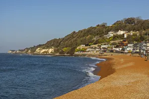 England, Isle of Wight, Ventnor, Beach and Town View