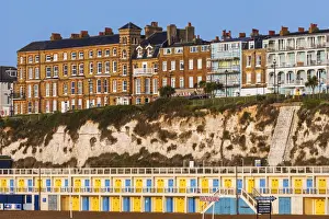 Resorts Prints: England, Kent, Broadstairs, Beach Huts and Victorian Era Beach Front Buildings