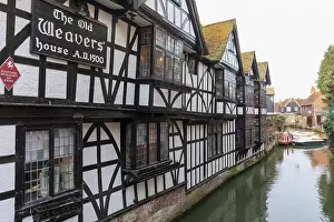 Canterbury Prints: England, Kent, Canterbury, The Old Weavers House dated 1500 and The Great Stour River