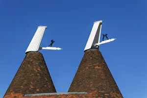 Chimneys Prints: England, Kent, Converted Oast Houses aka Oasts Chimneys near Tunbridge Wells
