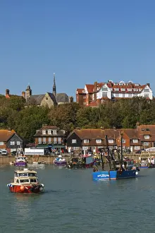 Folkestone Prints: England, Kent, Folkestone, Folkestone Harbour and Waterfront Skyline