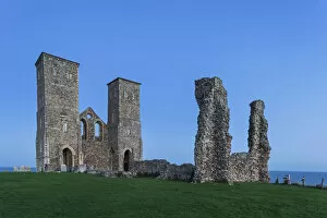 Images Dated 3rd December 2020: England, Kent, Herne Bay, Reculver Towers and Roman Ruins of Roman Fort
