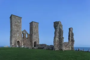 England, Kent, Herne Bay, Reculver Towers and Roman Ruins of Roman Fort
