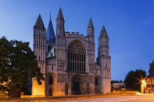 Rochester Prints: England, Kent, Medway, Rochester, Rochester Cathedral at Night