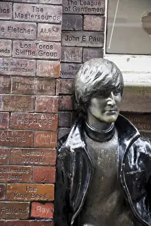 Liverpool Prints: England, Liverpool, John Lennon Statue in Mathew Street
