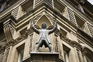 England, Liverpool, North John Street, The Hard Days Night Hotel, with George Harrison statue