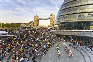 England, London, City Hall and Tower Bridge, Thames Festival, Russian Dance group