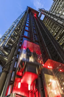 Images Dated 5th April 2018: England, London, City of London, Lloyds Building with Exterior Elevators