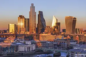 Illumination Prints: England, London, City of London Skyline showing Modern Skyscrapers