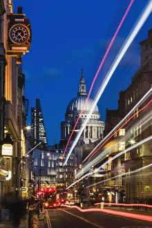 Traffic Prints: England, London, City of London, St. Pauls Cathedral and Fleet Street