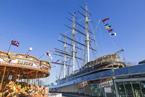 Ship Prints: England, London, Greenwich, The Cutty Sark and Carousel