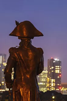 Images Dated 7th April 2021: England, London, Greenwich, Silouette of Lord Nelson Statue
