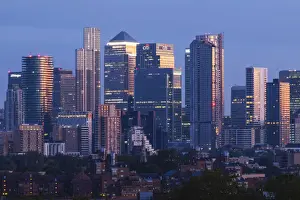 City Skyline Prints: England, London, Greenwich, View of Docklands Skyline from Greenwich Park