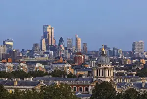 City Skyline Prints: England, London, Greenwich, View of London City Skyline from Greenwich Park