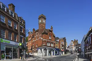 Clocks Prints: England, London, Hampstead, Village Centre and The Clock Tower