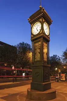 England, London, Islington, The Angel Clock Tower at Night