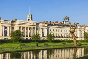 Gardens Prints: England, London, Regents Park, View Across The Boating Lake to Cornwall Terrace
