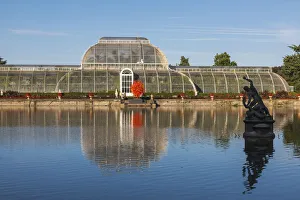 Images Dated 21st October 2019: England, London, Richmond, Kew Gardens, The Palm House Reflected in Lake