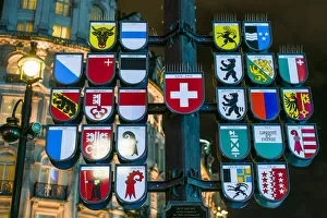 England, London, Soho, Leicester Square, Swiss canton shields