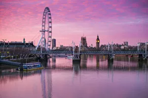 Images Dated 2014 July: England, London, Southbank, The London Eye, sunrise