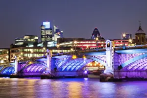 Thames River Prints: England, London, Southwark Bridge and City Area Skyline