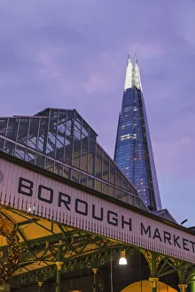 England, London, Southwark, London Bridge City, Borough Market and The Shard