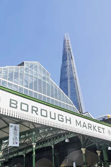 England, London, Southwark, The Shard and Borough Market Sign