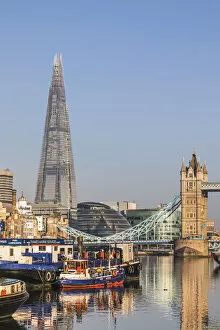 England, London, Southwark, The Shard and Tower Bridge