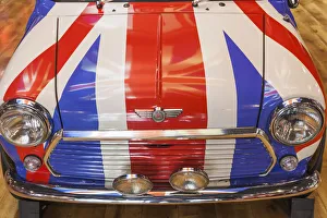 England, London, Souvenir Shop Display of Mini Minar Car Painted with Union Jack Flag England, London, Souvenir Shop Display of Mini Minar Car Painted with Union Jack Flag