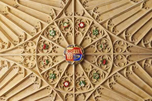 England, London, Surrey, Hampton Court Palace, Great Gate House Entrance, Ceiling Detail