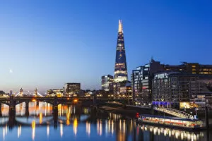 England, London, Thames River and London Skyline at Dawn