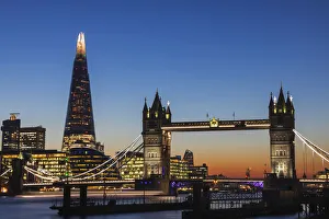 Images Dated 26th April 2019: England, London, Tower Bridge and The Shard at Sunset