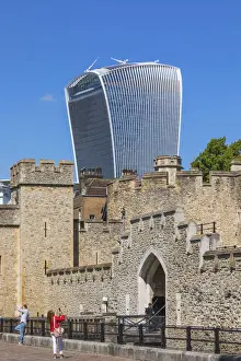 England, London, Tower of London and The Walkie Talkie Building