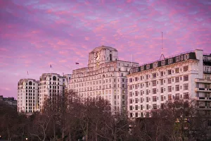 Thames River Prints: England, London, Victoria Embankment, buildings along Thames River, sunrise