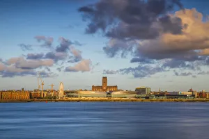 Big Wheel Prints: England, Merseyside, Liverpool, View of Eco Arena and Liverpool Cathedral