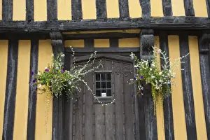 Shropshire Prints: England, Shropshire, Ludlow. An ancient half-timbered house in the market town of Ludlow