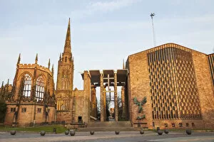 Images Dated 8th July 2013: England, Warwickshire, Coventry, Old and New Coventry Cathedral