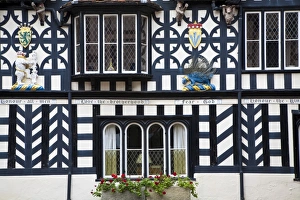Tudor Prints: England, Warwickshire, Warwick, Lord Leycester Hospital, Courtyard, timber framed building