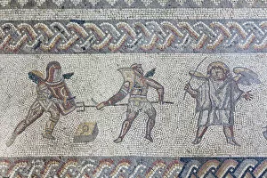 Images Dated 26th June 2012: England, West Sussex, Bignor, Bignor Roman Villa, The Venus Room, Mosaic depicting
