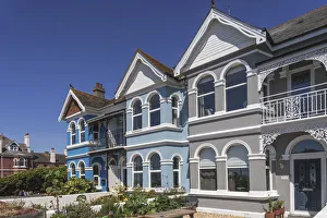 West Sussex Prints: England, West Sussex, Worthing, Colourful Seafront Bed and Breakfast Accomodation
