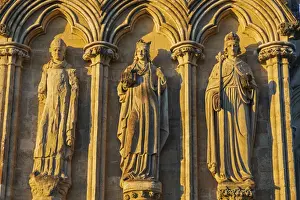 England, Wiltshire, Salisbury, Salisbury Cathedral, Exterior Statues of Figures depicting