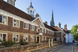 England, Wiltshire, Salisbury, Salisbury Cathedral Close and Cathedral Spire