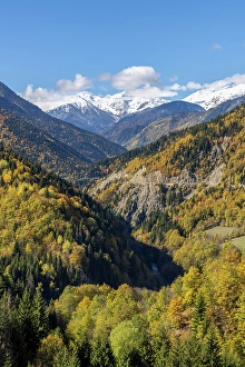 Georgia Prints: Enguri river valley in the autumn, Mestia, Upper Svaneti (Zemo Svaneti), Georgia