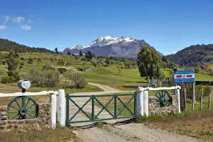 Farming Gallery: The entrance gate of a Welsh farm in the 'Valle Hermoso'(Cwm Hyfry), Trevelin, Chubut, Patagonia