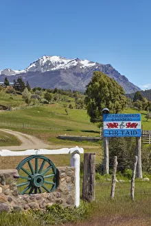 The entrance gate of a Welsh farm in the Valle Hermoso'(Cwm Hyfry), Trevelin, Chubut, Patagonia, Argentina