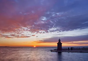 Entrance Prints: Entrance to Piran harbour at sunset, Piran, Primorska, Adriatic Coast, Slovenia