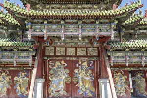 Winter Palace Prints: Detail of one of the entrance to the Winter Palace of the Bogd Khan. Ulan Bator, Mongolia