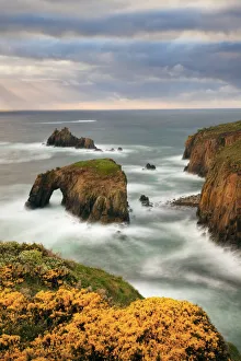 Enys Dodnan Prints: Enys Dodnan, Armoured Knight at Lands End, Cornwall, England