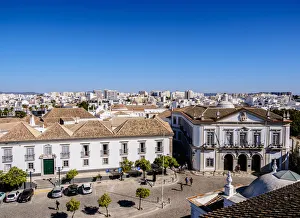 Faro Prints: Episcopal Palace and City Hall at Largo da Se, elevated view, Faro, Algarve, Portugal