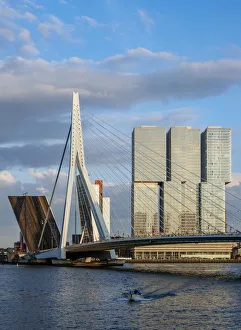 Erasmus Bridge and De Rotterdam Building, Rotterdam, South Holland, The Netherlands